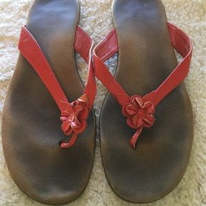 Orange Branchlet Floral Flip Flops